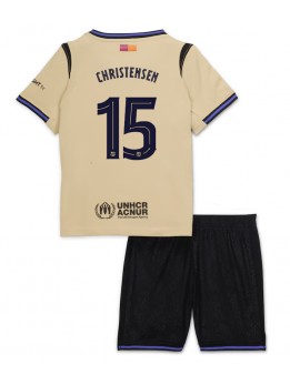 Barcelona Andreas Christensen #15 Replika Borta Kläder Barn 2025-26 Kortärmad (+ byxor)